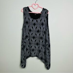 Elegant Black and Glitter Women's Sleeveless Blouse Size 2X